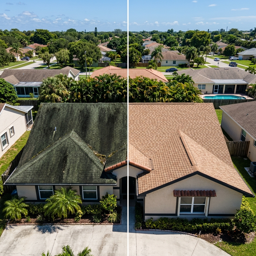 Dirty roof before cleaning